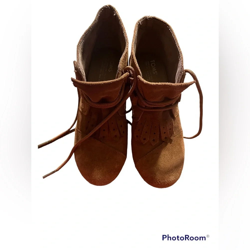 TOMS brand leather wedges. Size 6. Gently worn.